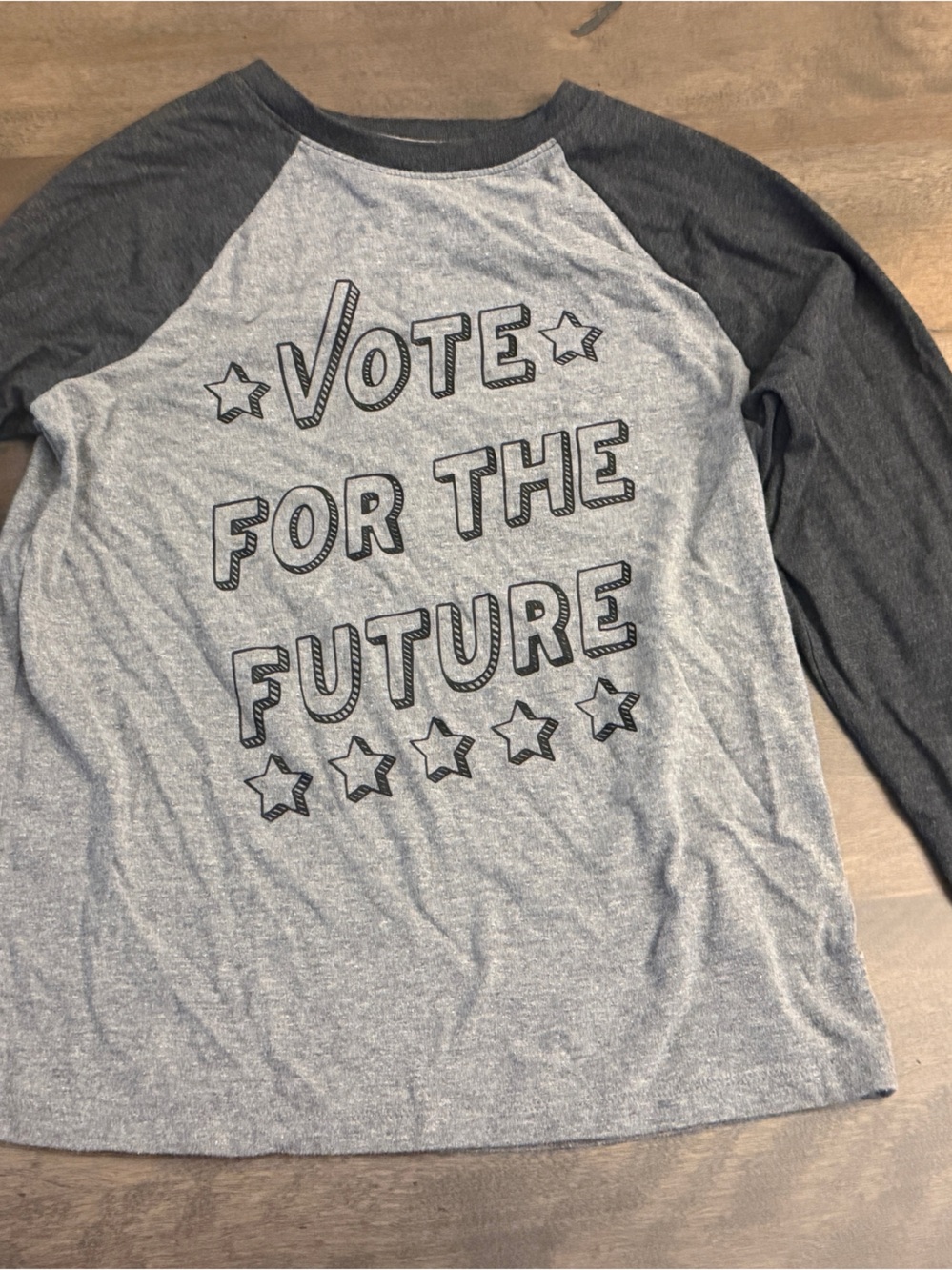 Cat & Jack Gray Two-Tone "Vote for the Future" Long Sleeve Tee